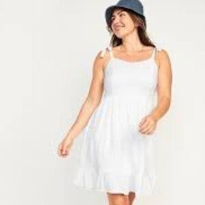 Old Navy White Shoulder Tie Fit and Flare Cami Dress